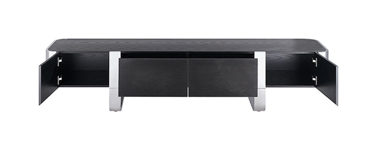 Leknes Silver/Black TV Stand - Ornate Home
