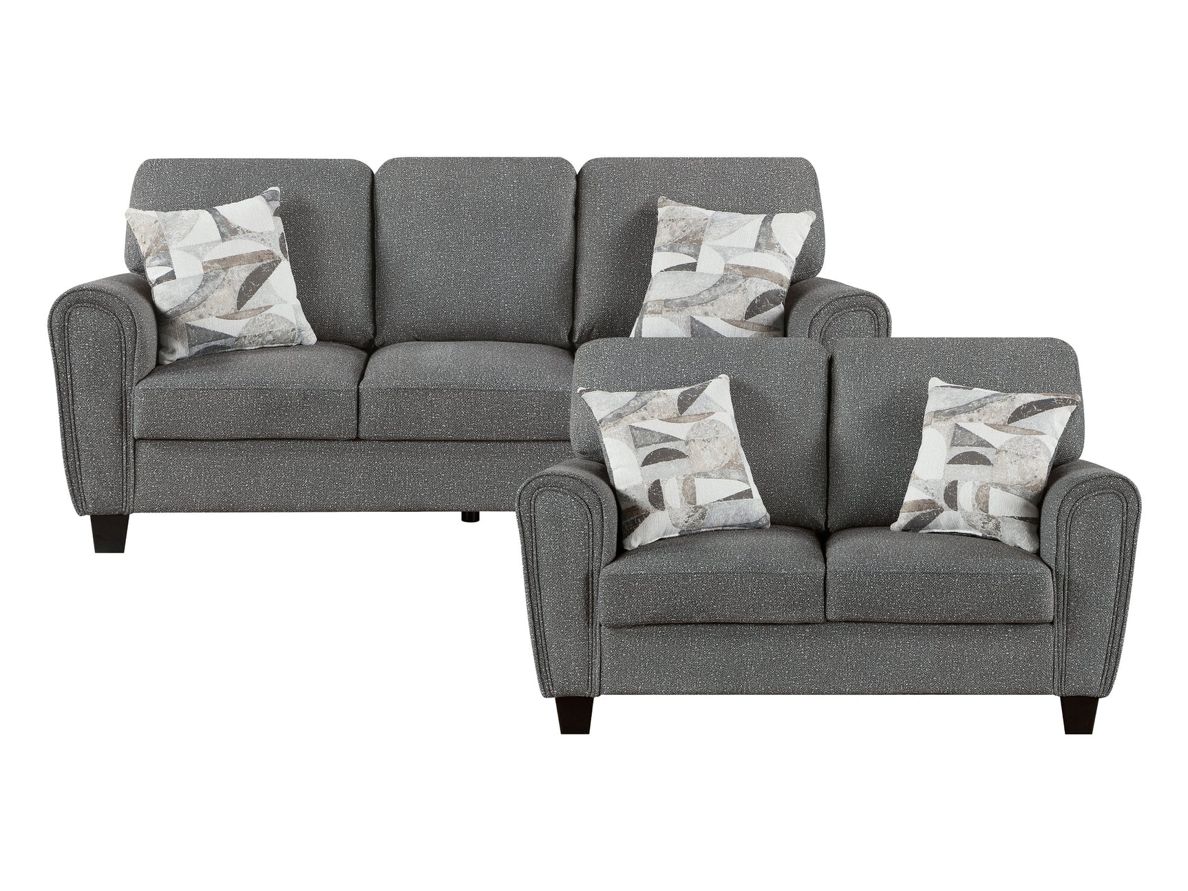 Lemond Charcoal Gray Sofa and Loveseat - Ornate Home