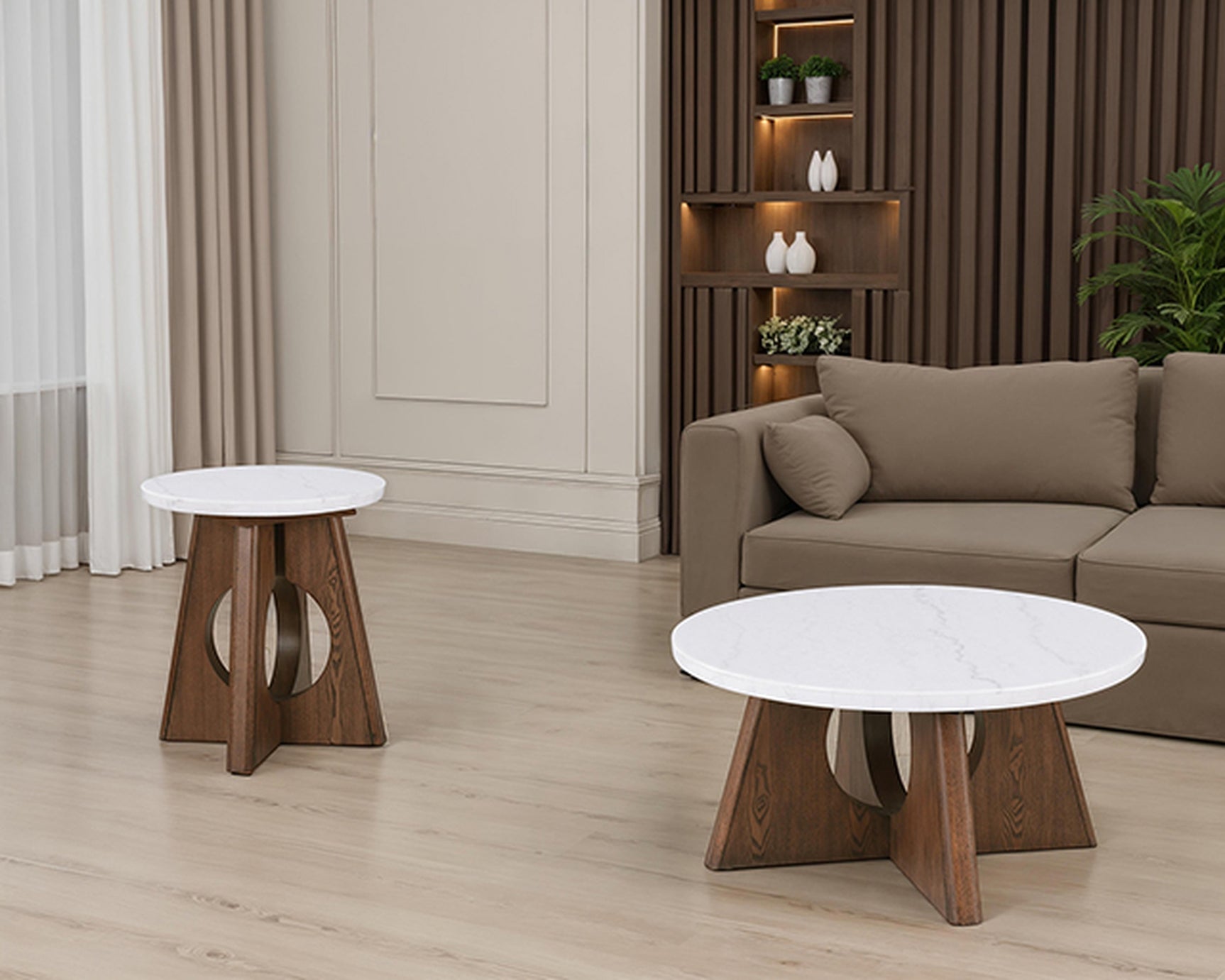 Lemvig White/Brown Oak End Table