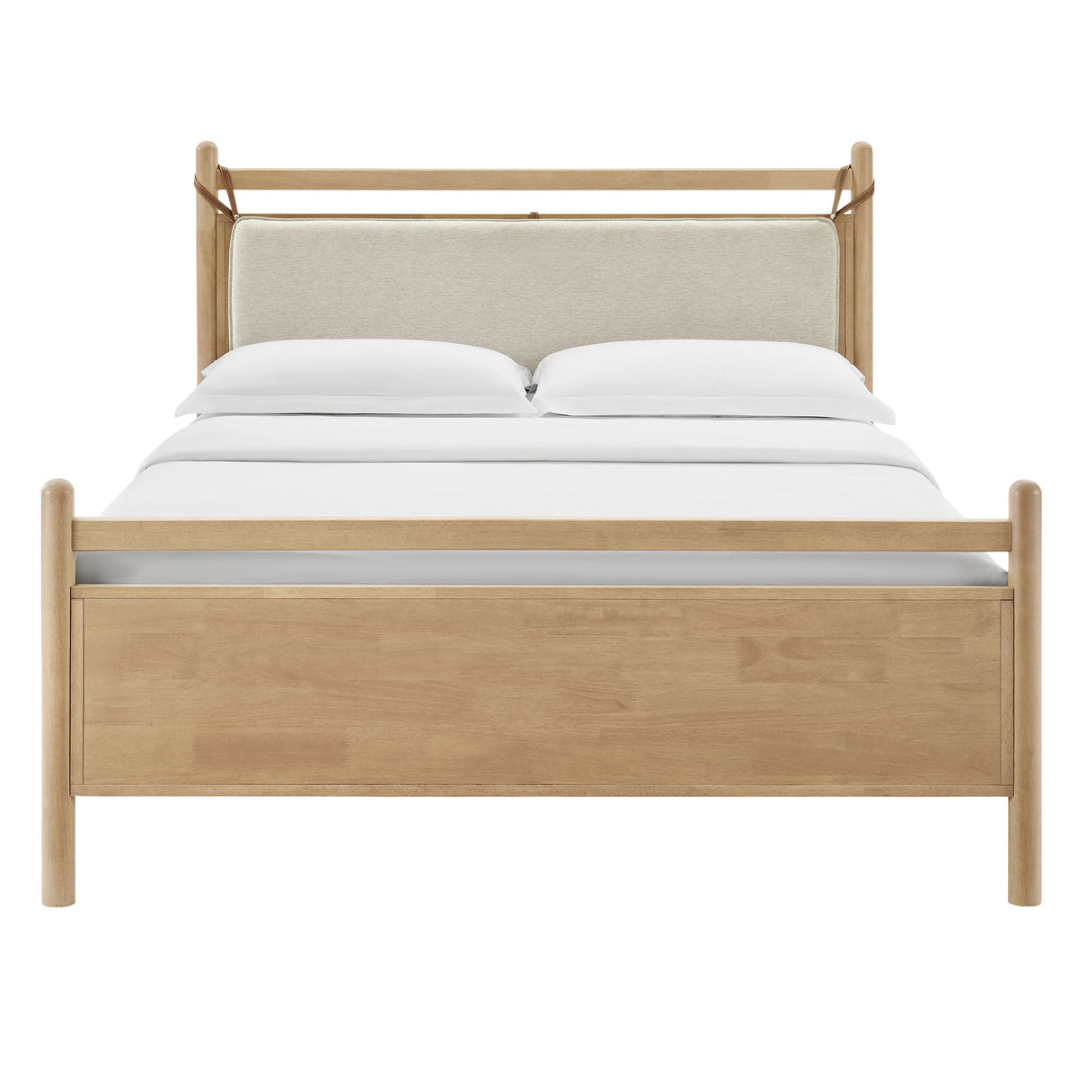 Leni Light Oak Heathered Ivory Queen Size Wood Platform Bed Frame - Ornate Home
