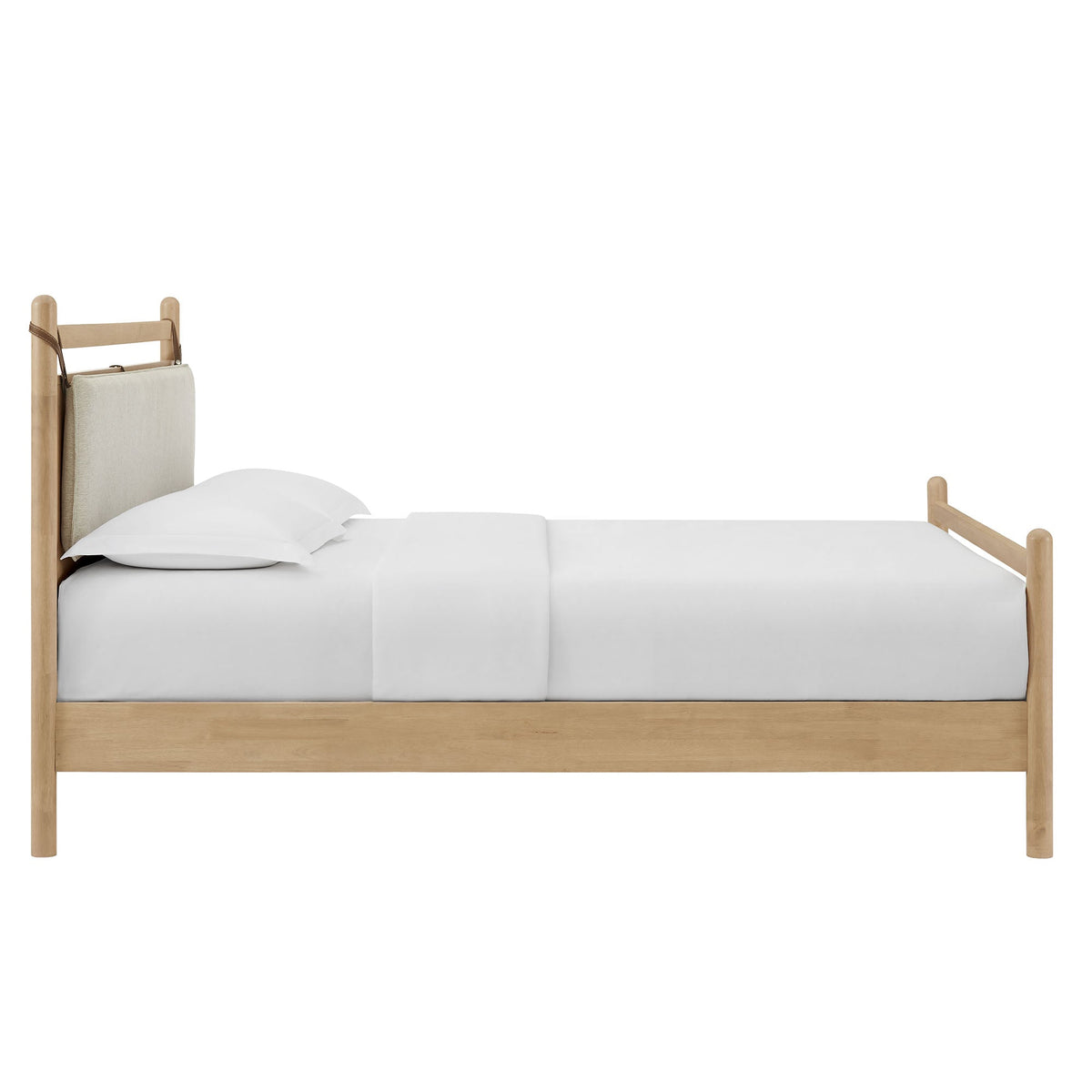 Leni Light Oak Heathered Ivory Queen Size Wood Platform Bed Frame - Ornate Home