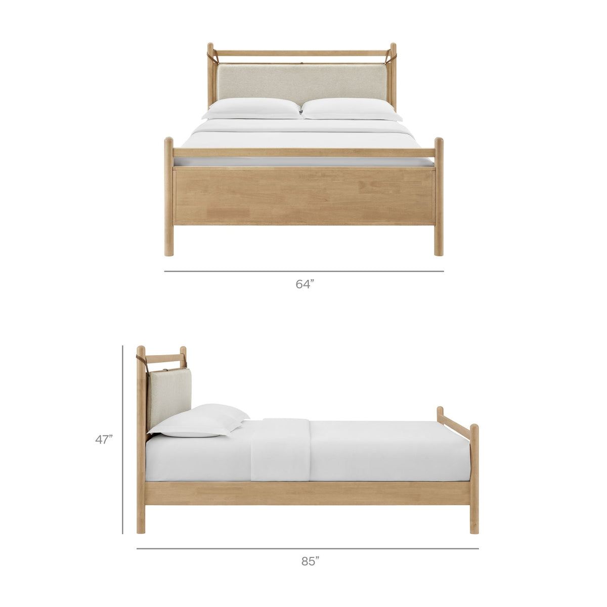 Leni Light Oak Heathered Ivory Queen Size Wood Platform Bed Frame - Ornate Home
