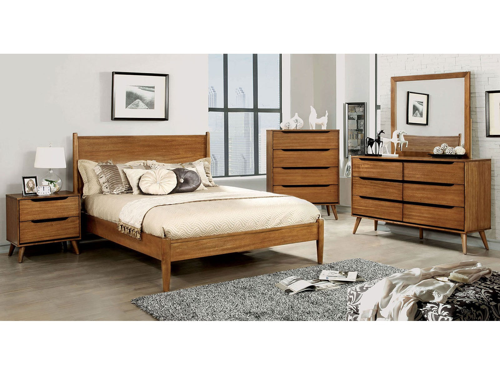 Lennart Oak 4 Pc. Queen Bedroom Set - Ornate Home