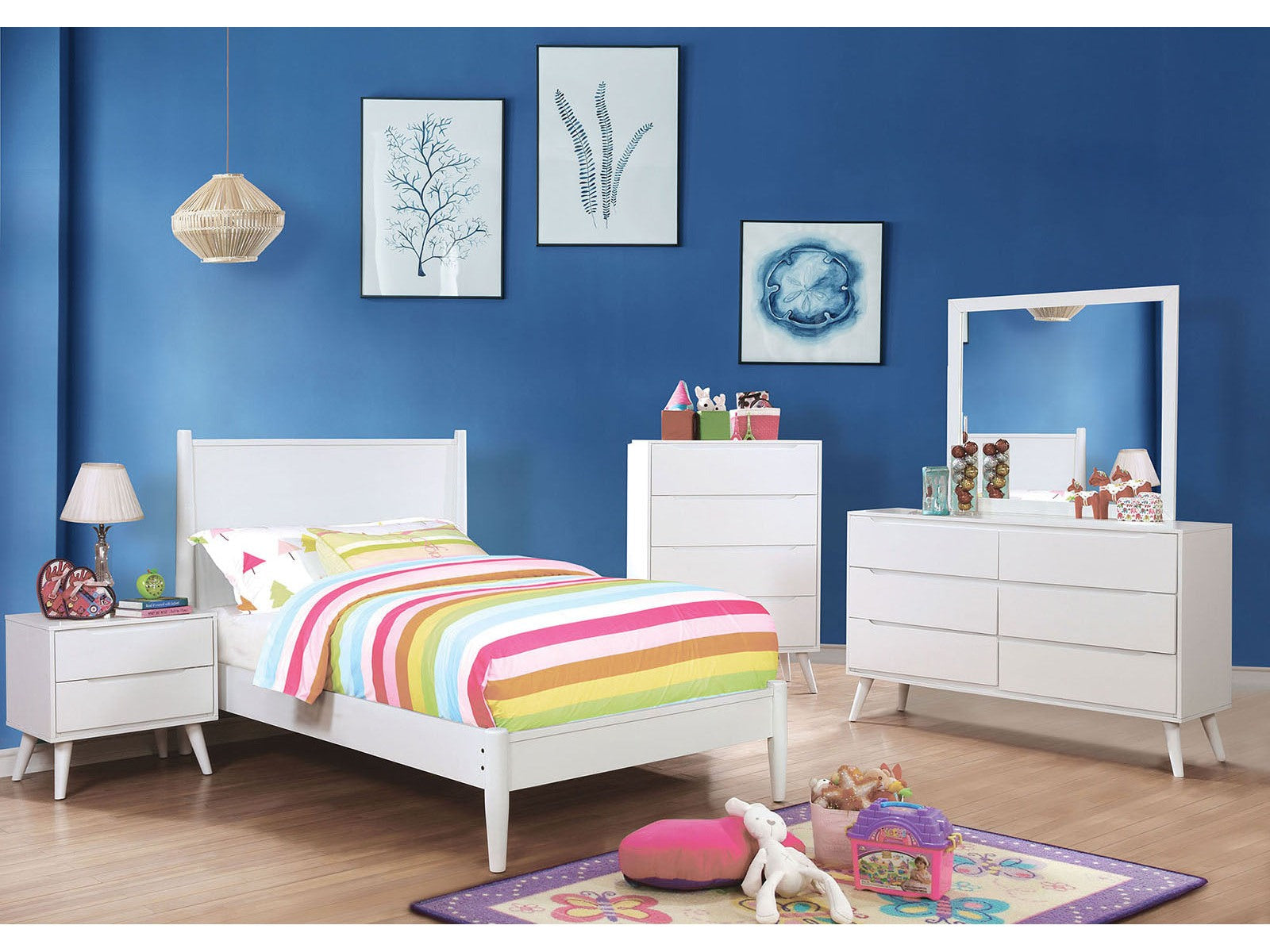 Lennart White 4 Pc. Twin Bedroom Set - Ornate Home