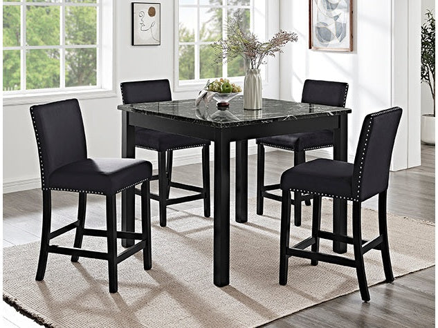 Lennon Black 5-Piece Counter Height Set - Ornate Home