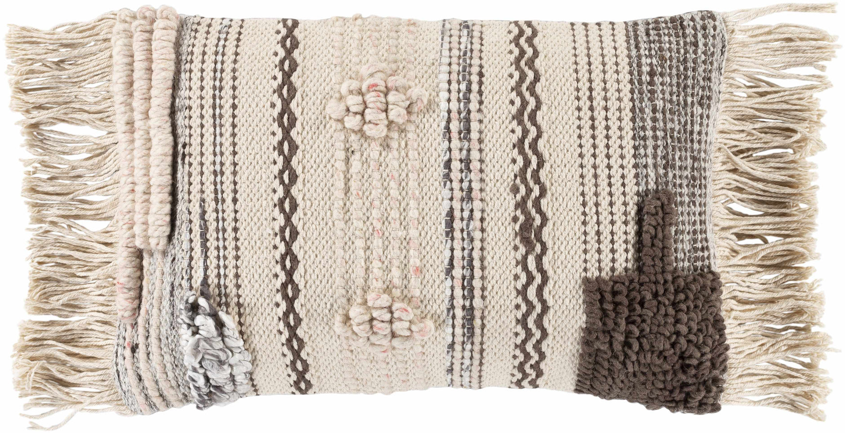 Lenorah Pink&White Textured Throw Pillow - Clearance - Ornate Home