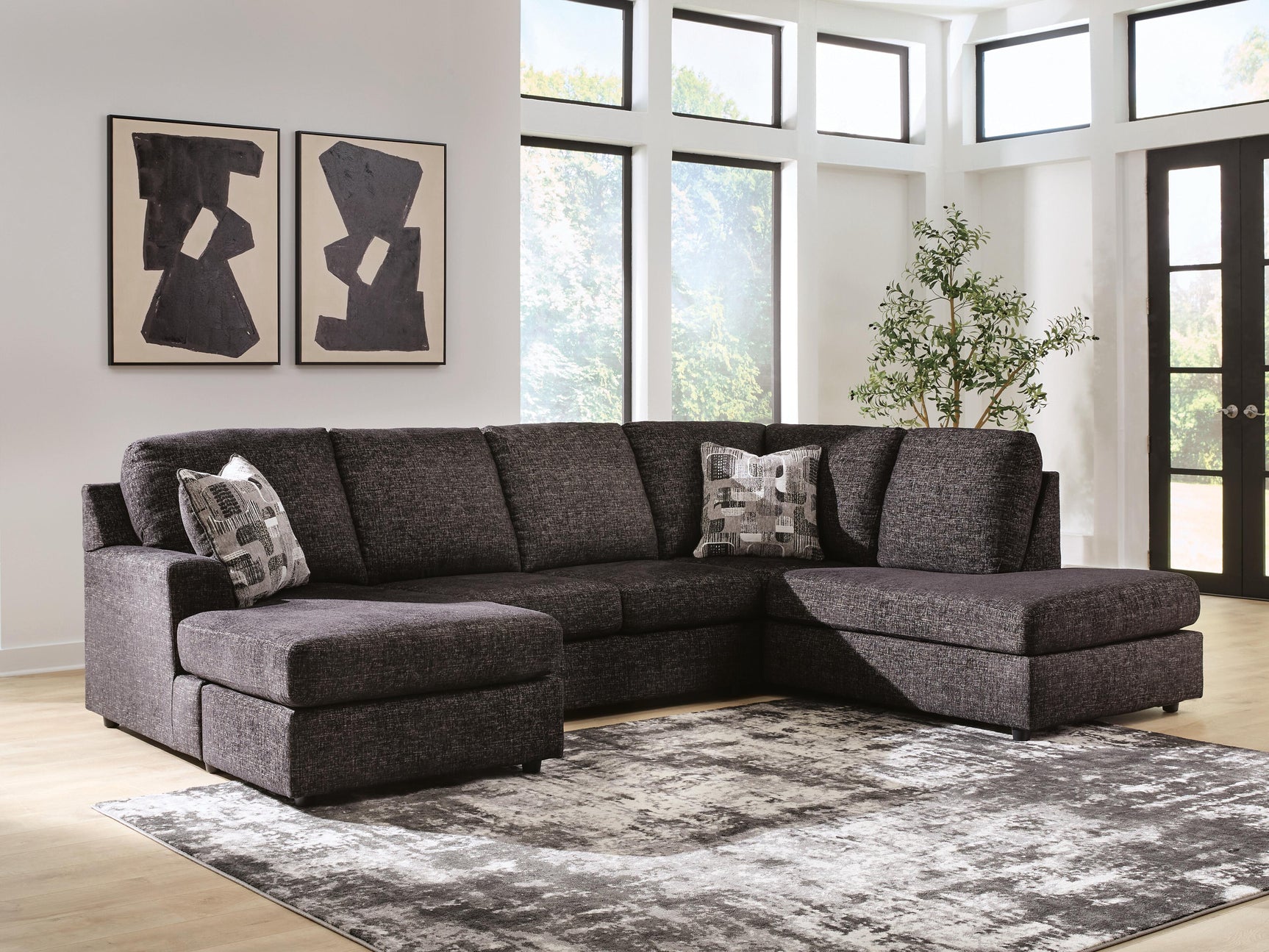 Lentiz Onyx 2-Piece Sectional w/ Chaise - Ornate Home