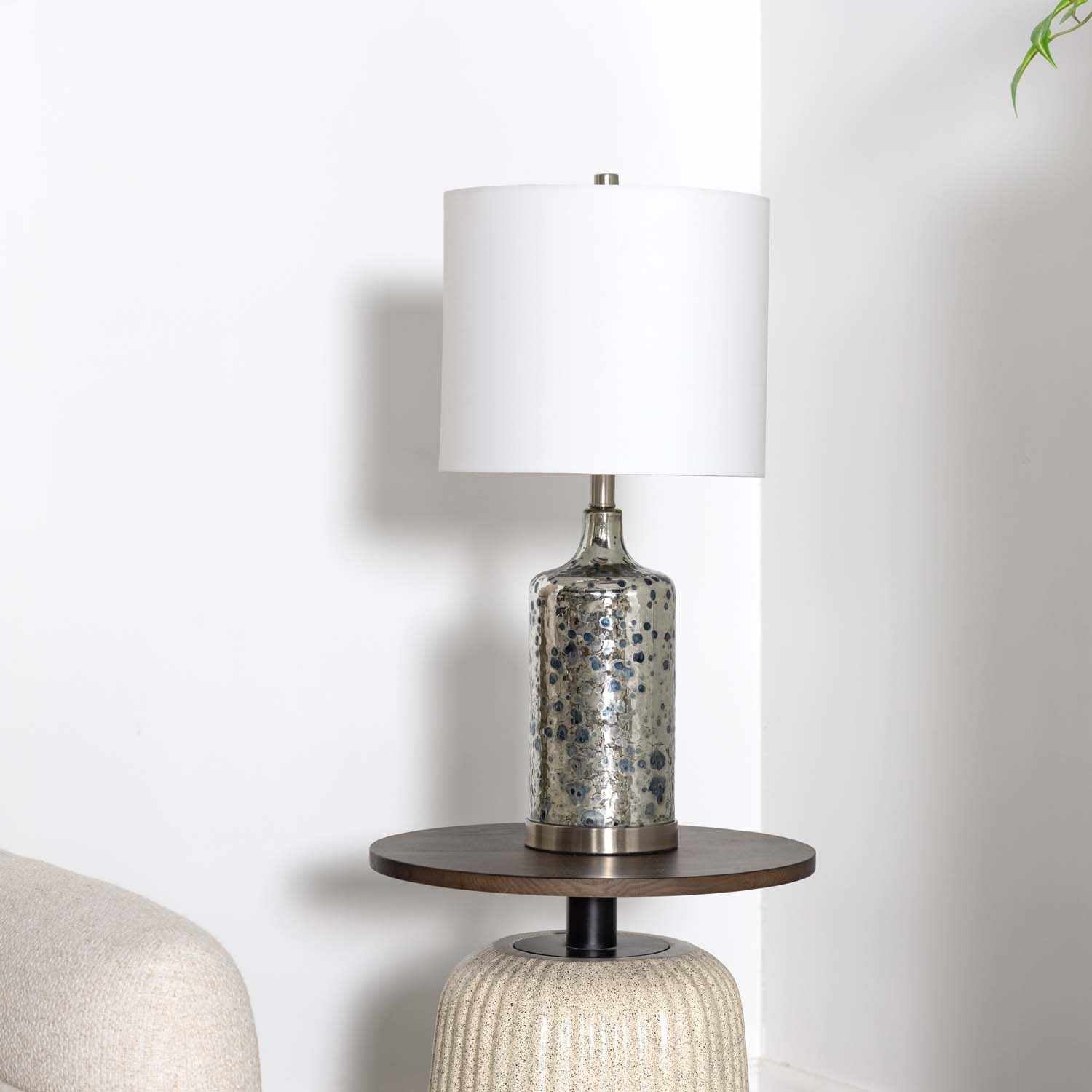 Lentner Ribbed White Ceramic Table Lamp - Ornate Home