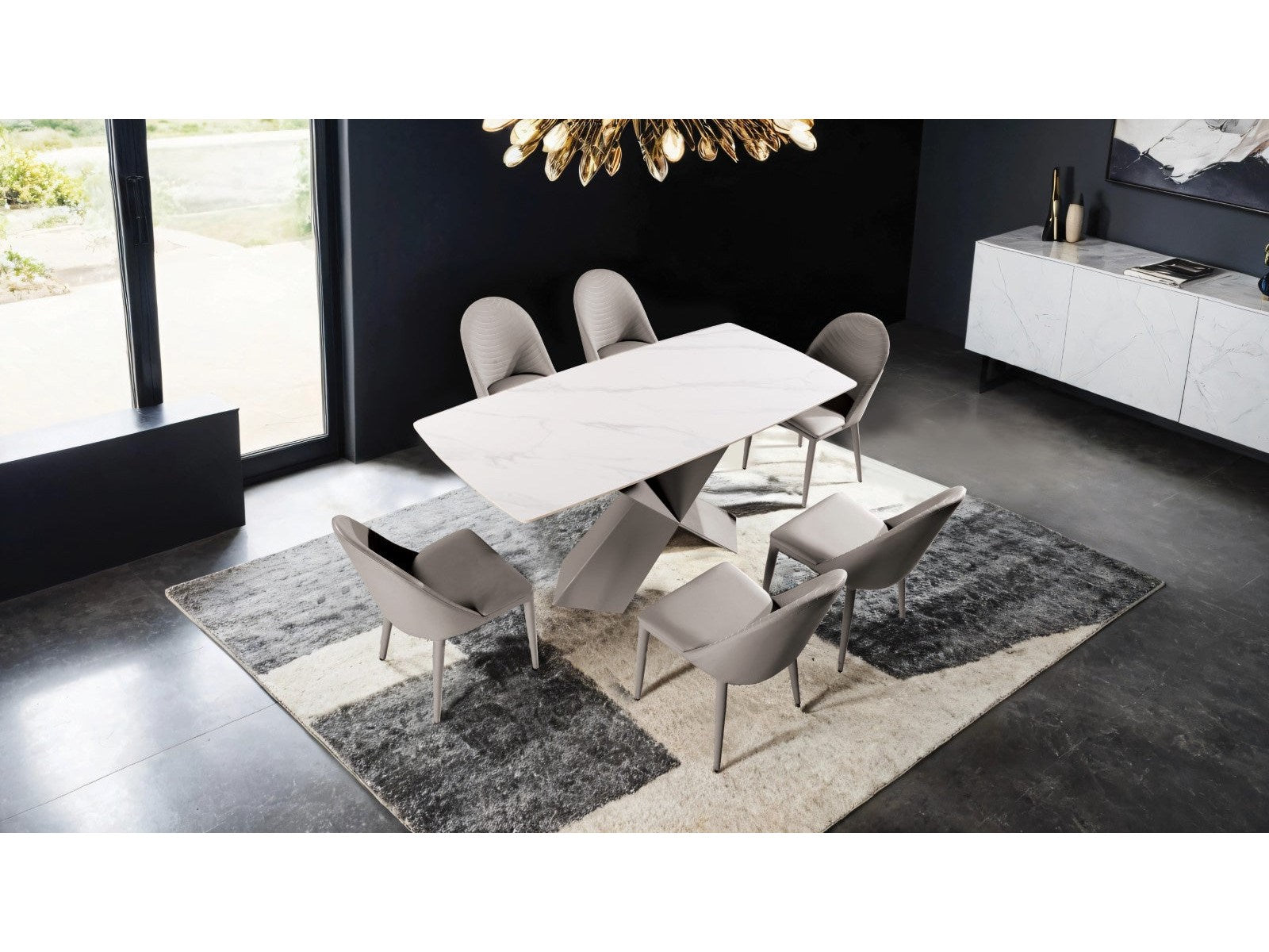 Lenvik Brown 7 Piece Dining Set - Ornate Home