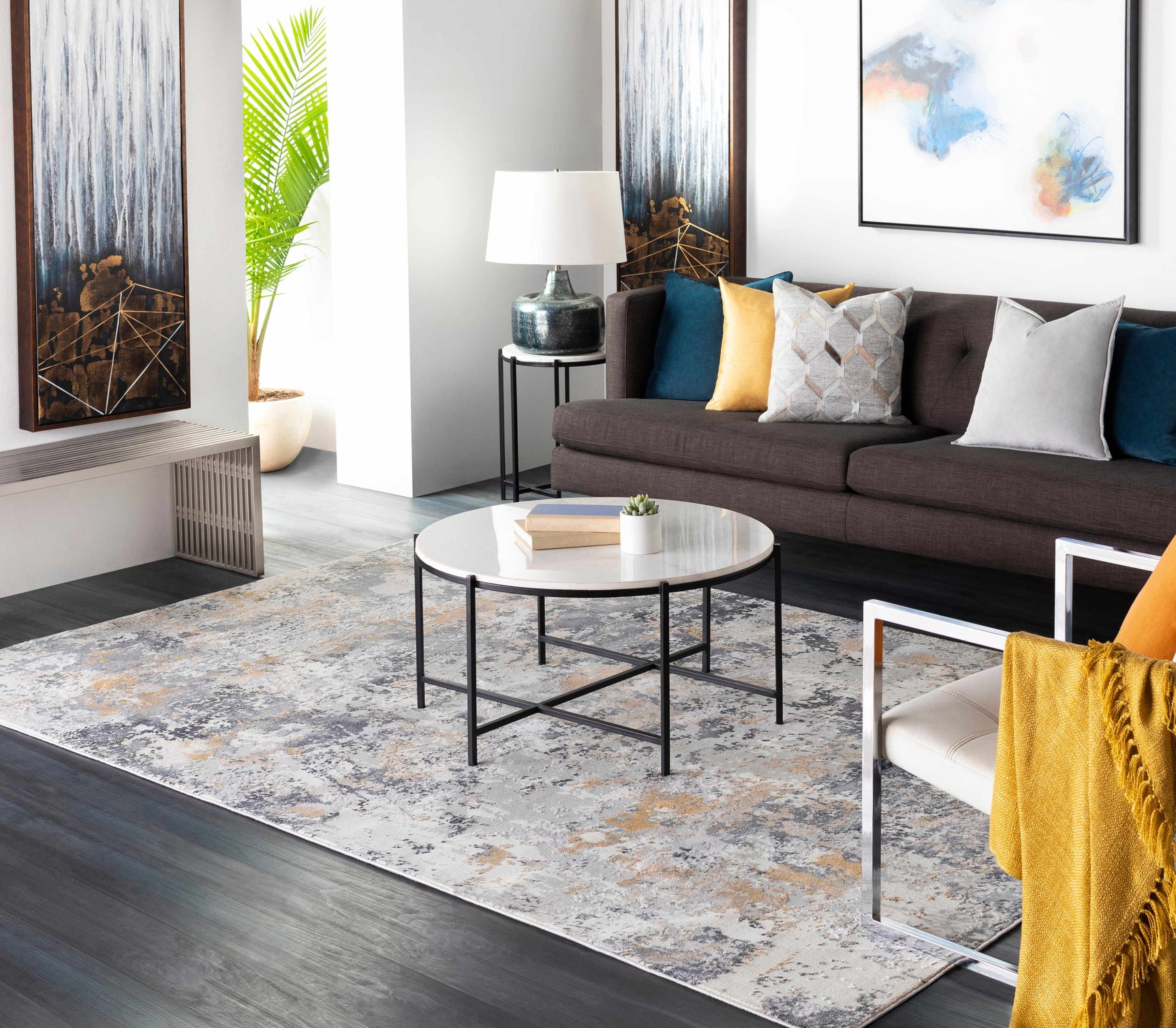 Lenzburg Faux Silk Abstract Rug - Ornate Home