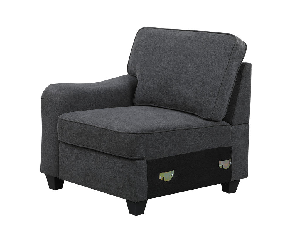 Leo Dark Gray 119"W Woven Fabric 5-Seater Sofa & Ottoman - Ornate Home