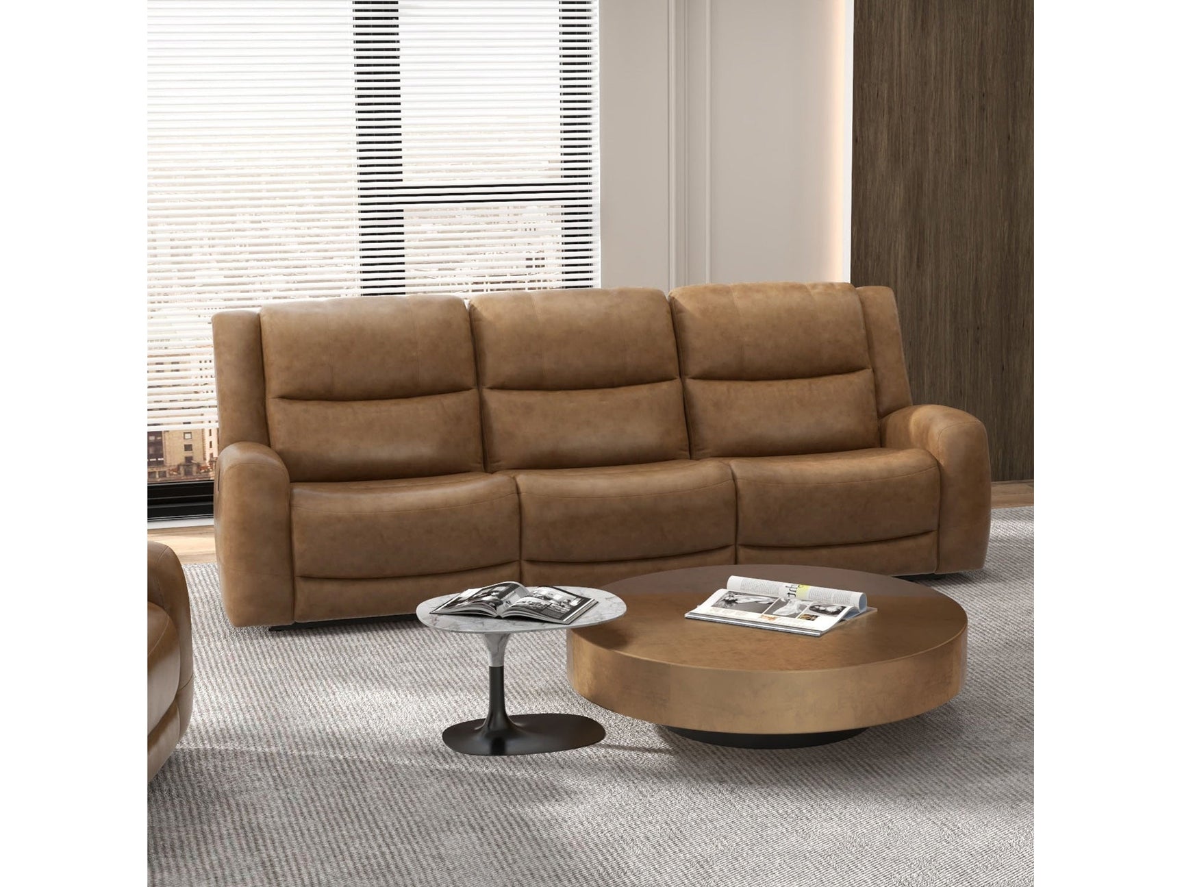 Leolinus Brown Leather Sofa - Ornate Home
