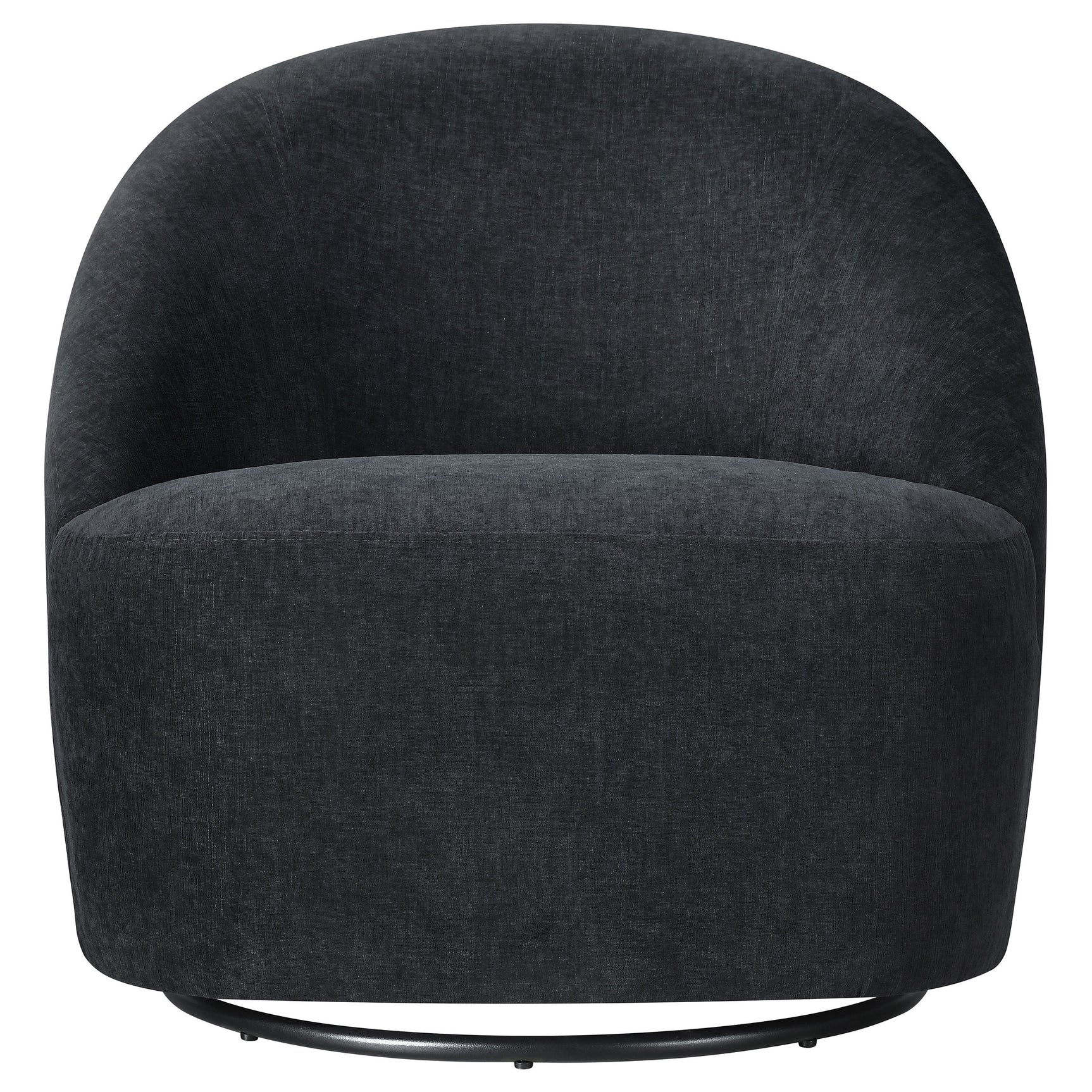 Leon Black Chenille Upholstered Swivel Accent Chair - Ornate Home