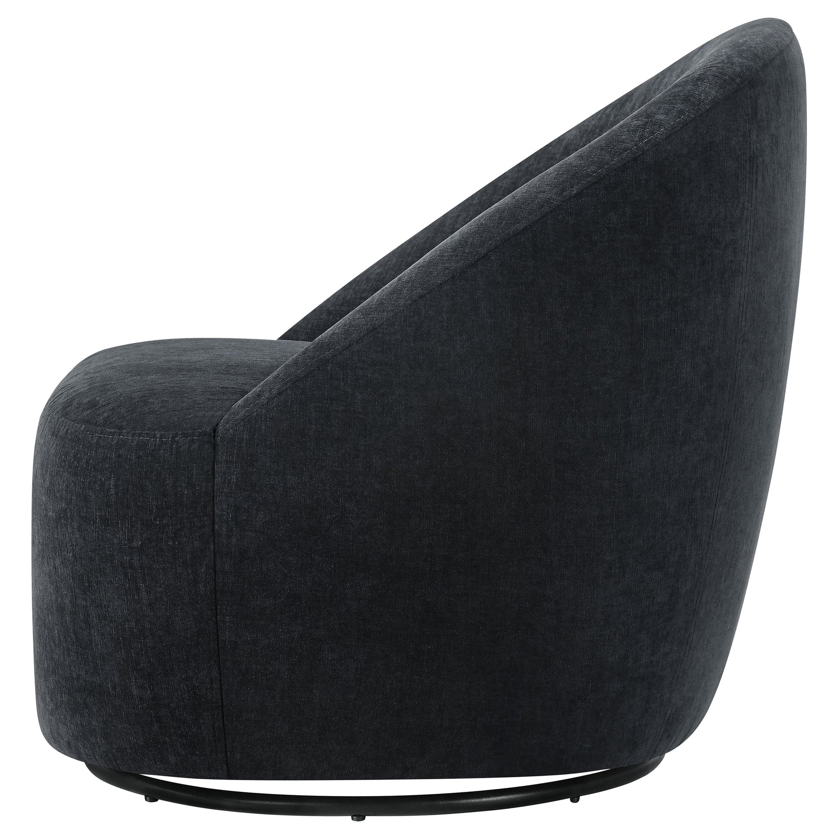 Leon Black Chenille Upholstered Swivel Accent Chair - Ornate Home