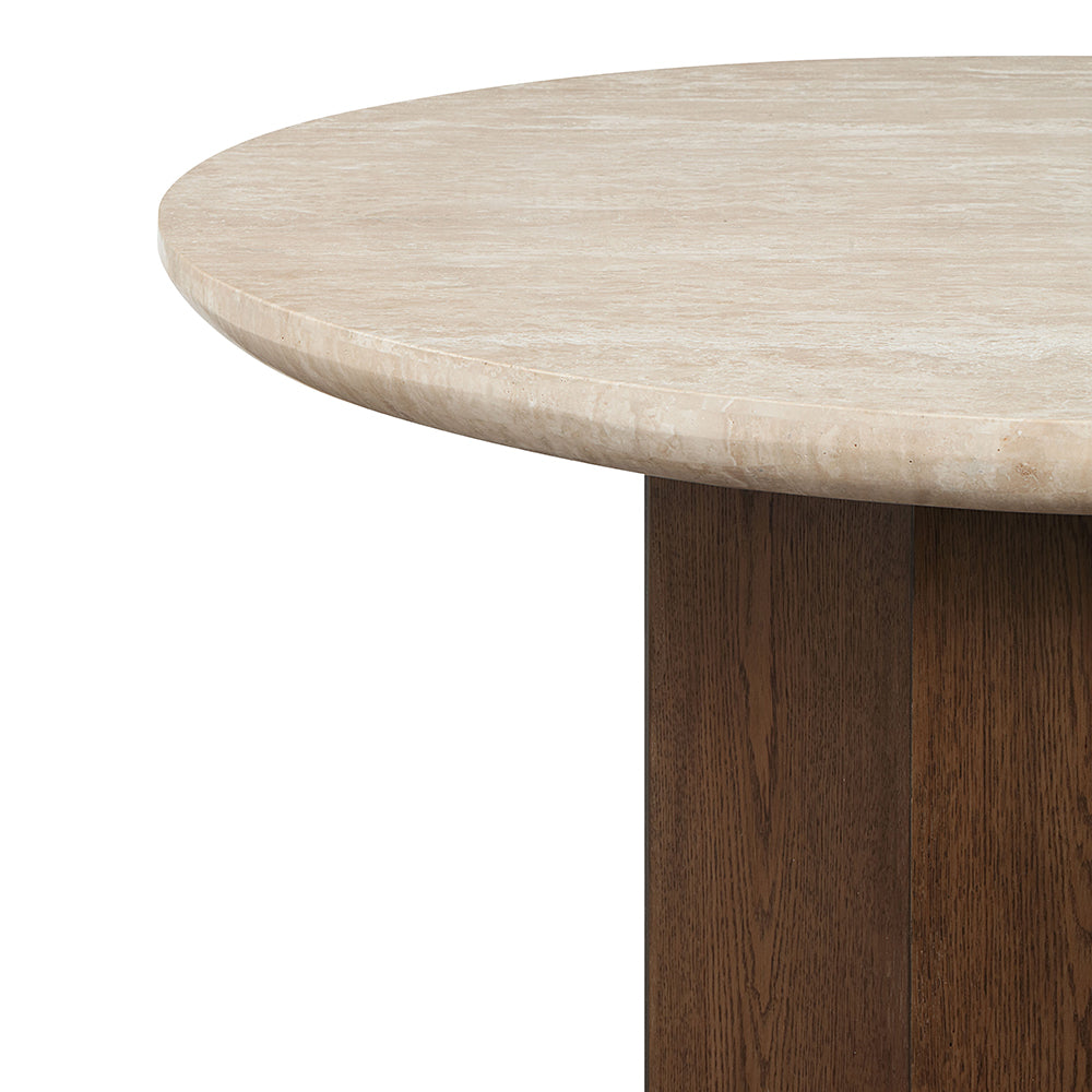 Leonardo Travertine Top/Dark Oak Dining Table - Ornate Home