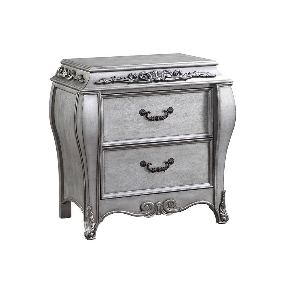 Leonora Vintage Platinum Nightstand - Ornate Home
