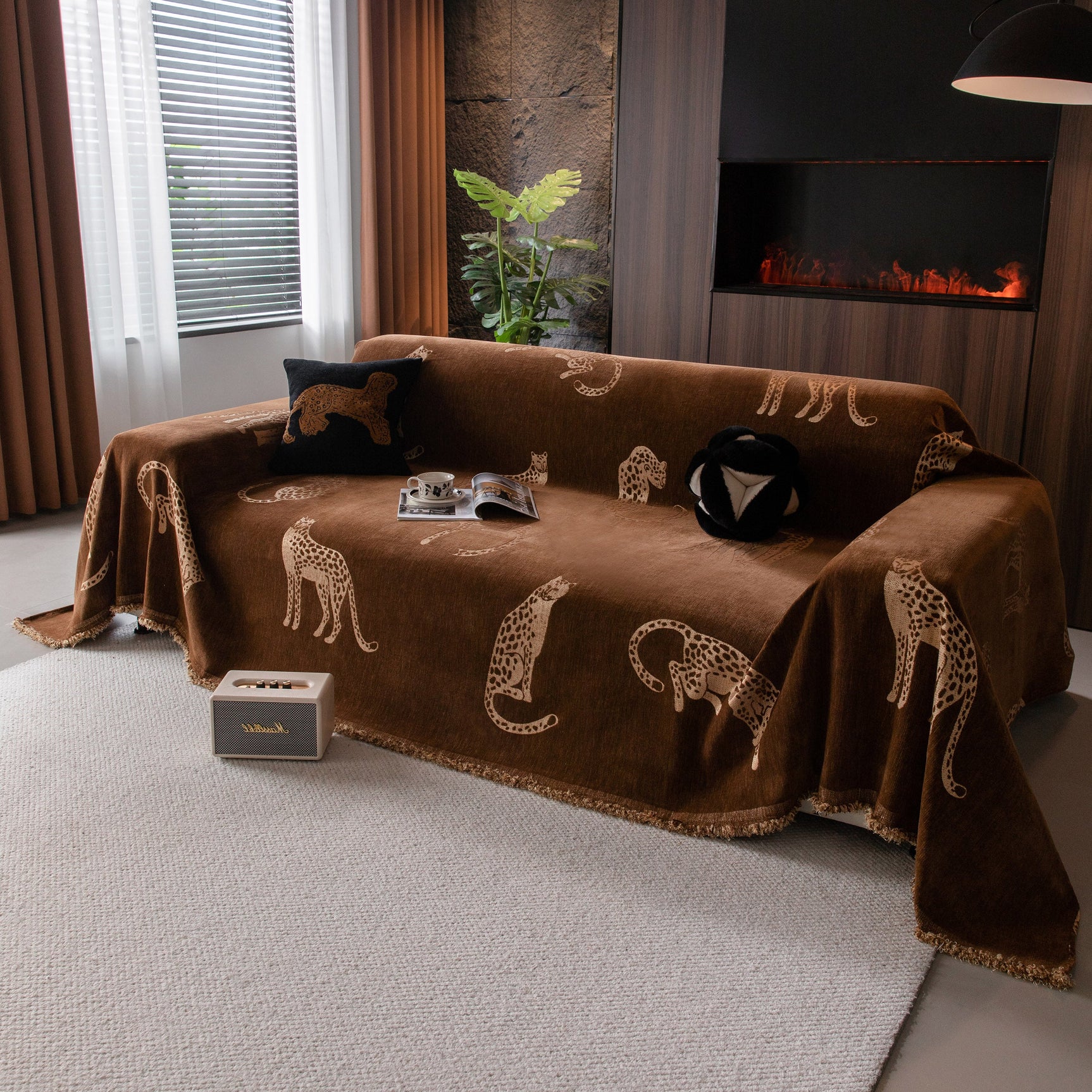 Leopard Sofa Cover Blanket Stylish Furniture Protector Throw for Couches & Loveseats - Ornate Home