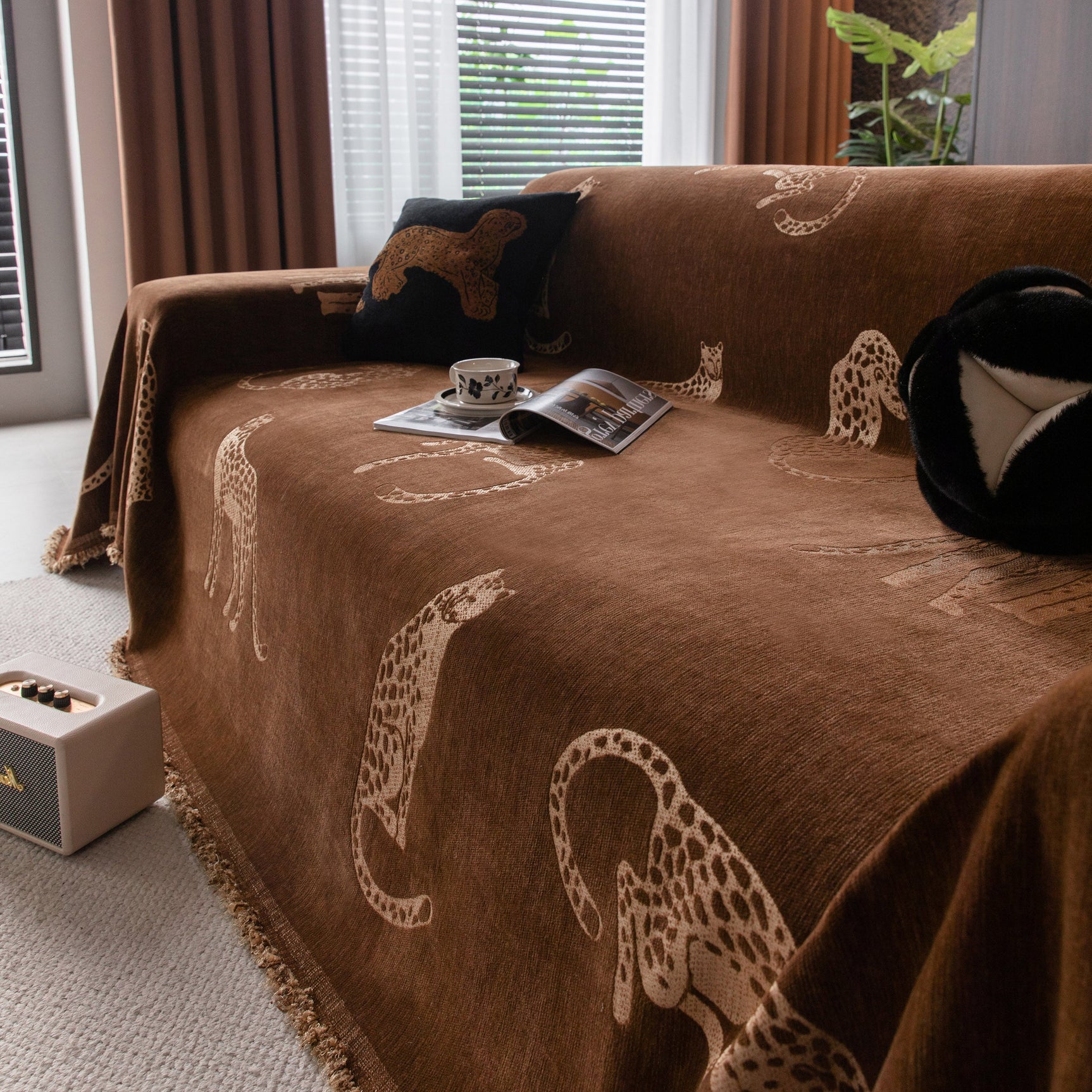 Leopard Sofa Cover Blanket Stylish Furniture Protector Throw for Couches & Loveseats - Ornate Home