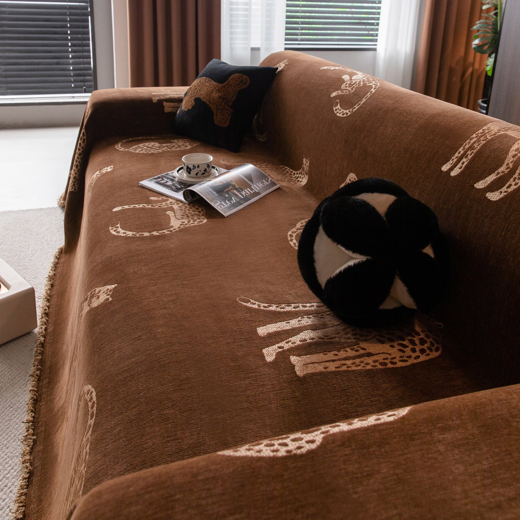 Leopard Sofa Cover Blanket Stylish Furniture Protector Throw for Couches & Loveseats - Ornate Home
