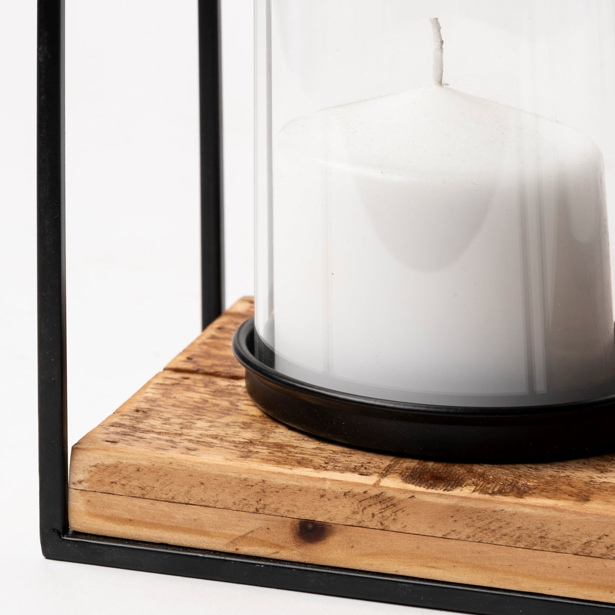 Leopold Black Metal Wooden Base Table Candle Holders (Set of 2) - Ornate Home