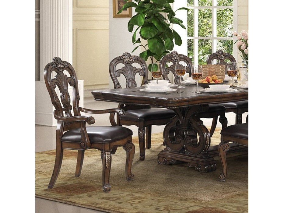 Leovanni Dark Brown 7 Piece Dining Set - Ornate Home