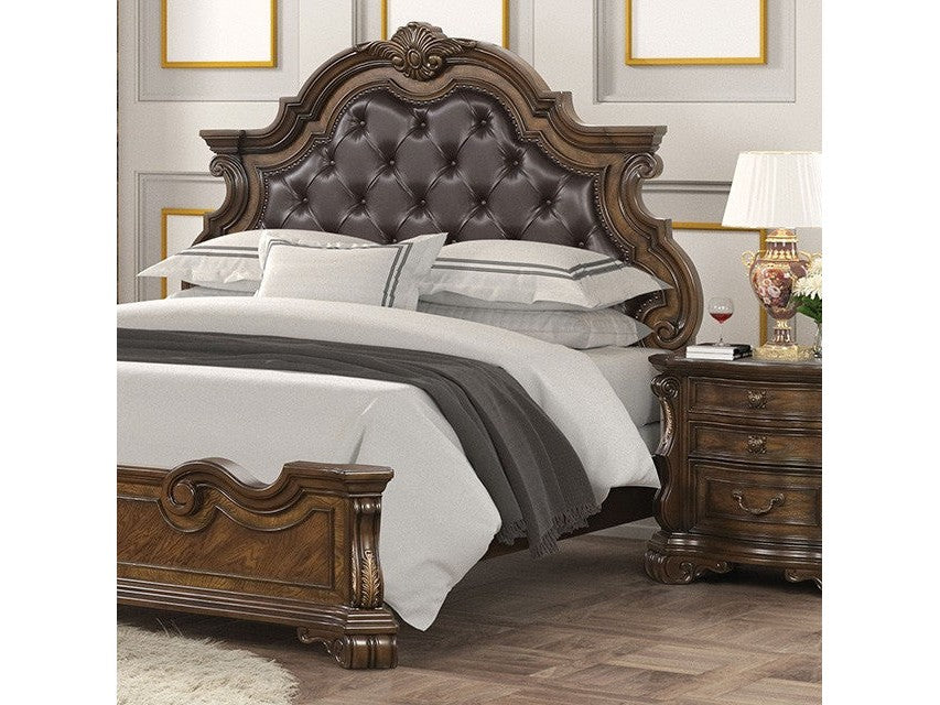 Leovanni Dark Brown Eastern King w/ Bombay Headboard Design - Ornate Home