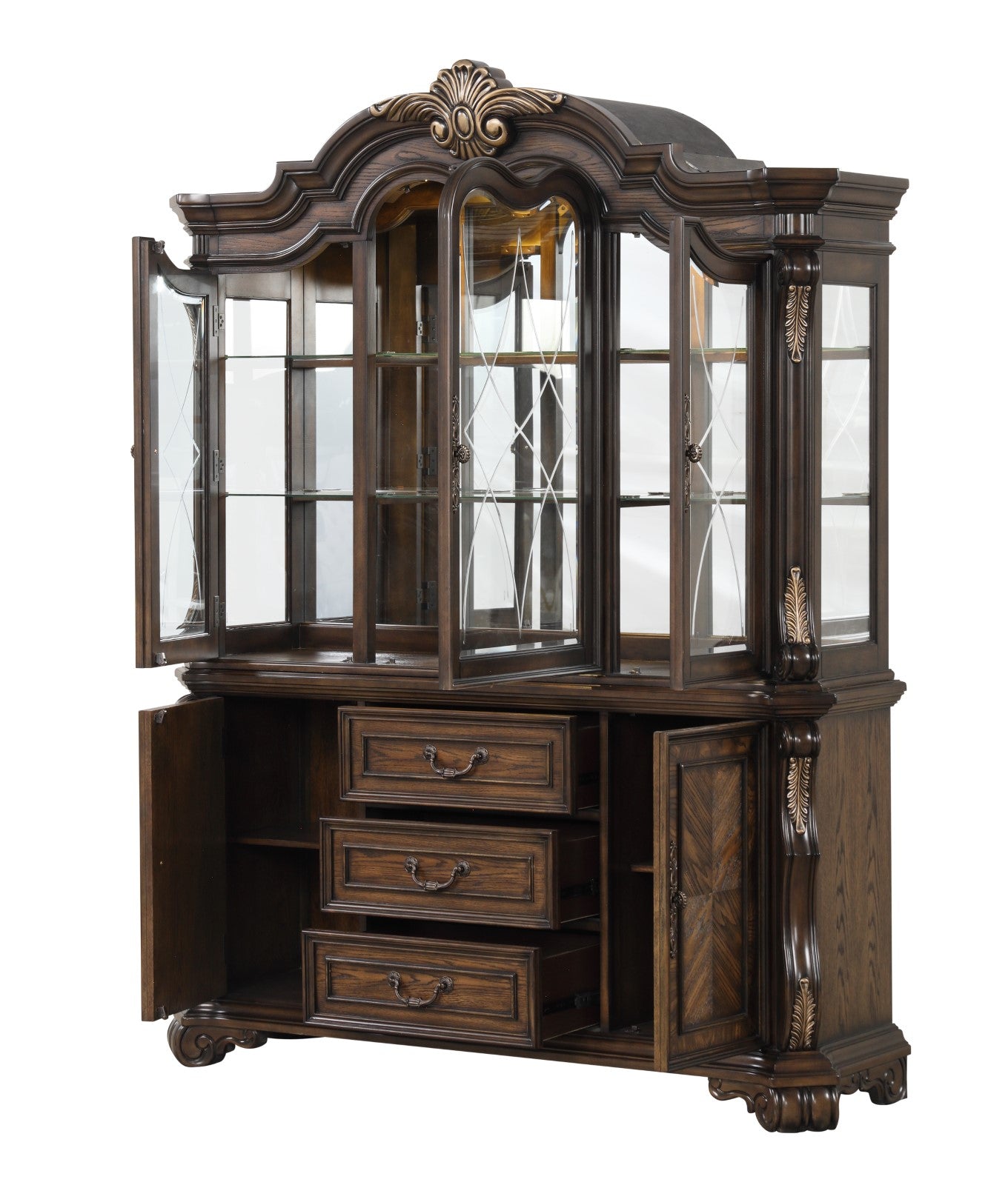 Leovanni Dark Brown Hutch Buffet - Ornate Home