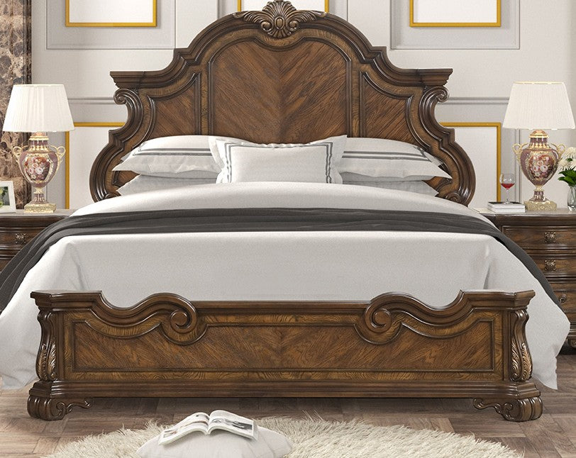 Leovanni Dark Brown Queen 4 Piece Bedroom Set - Ornate Home