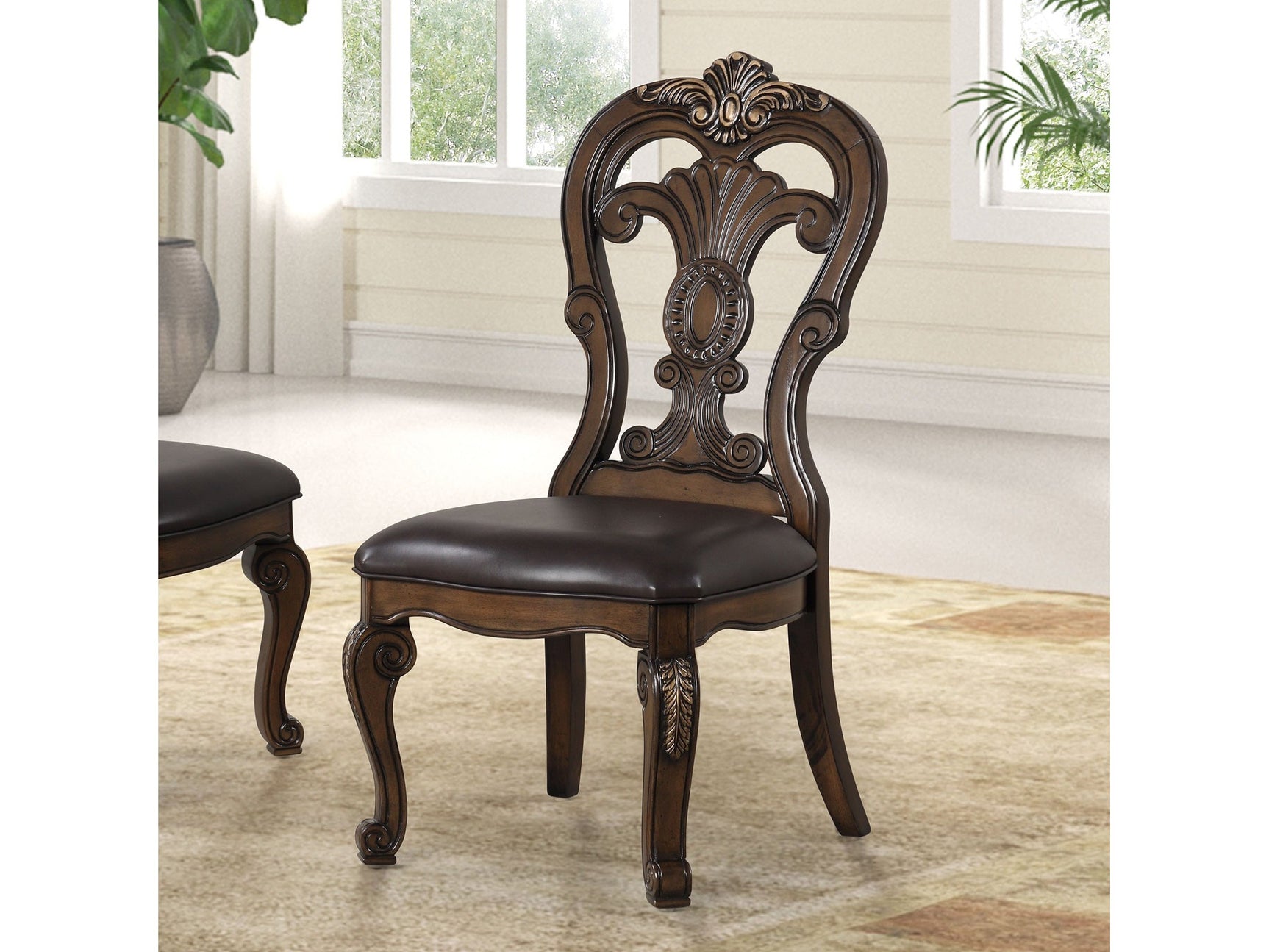 Leovanni Dark Brown Side Chair (Set of 2) - Ornate Home