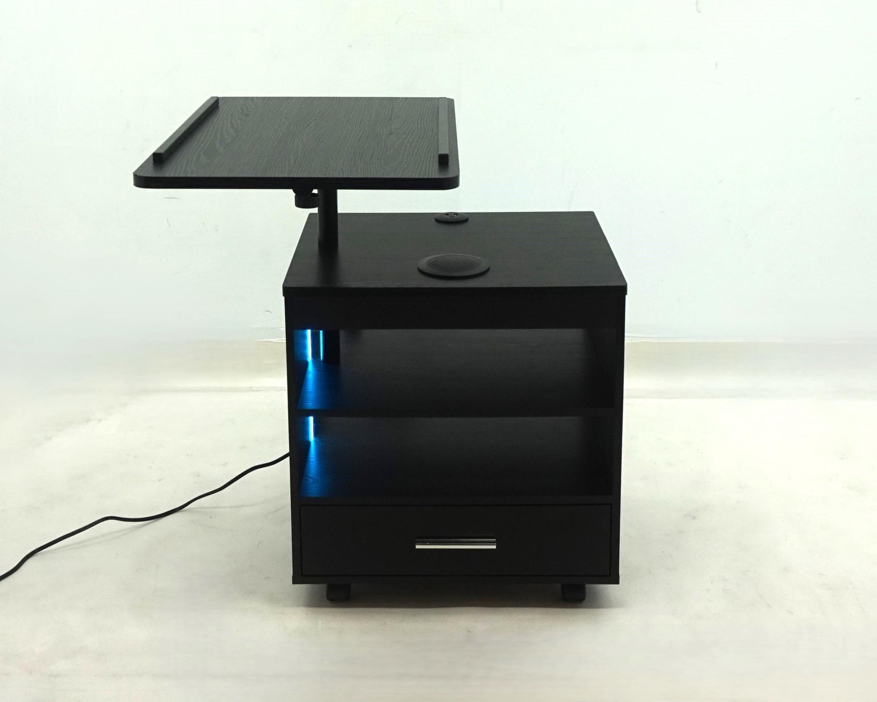 Lerma Black Ash 1-drawer Adjustable Tray Top Nightstand With Speaker - Ornate Home