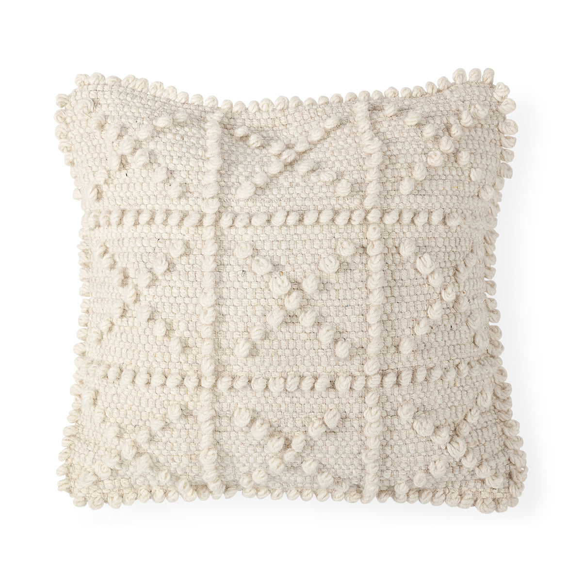 Leroy Cream 18x18 Raised Pattern Detail Pillow Cover - Ornate Home