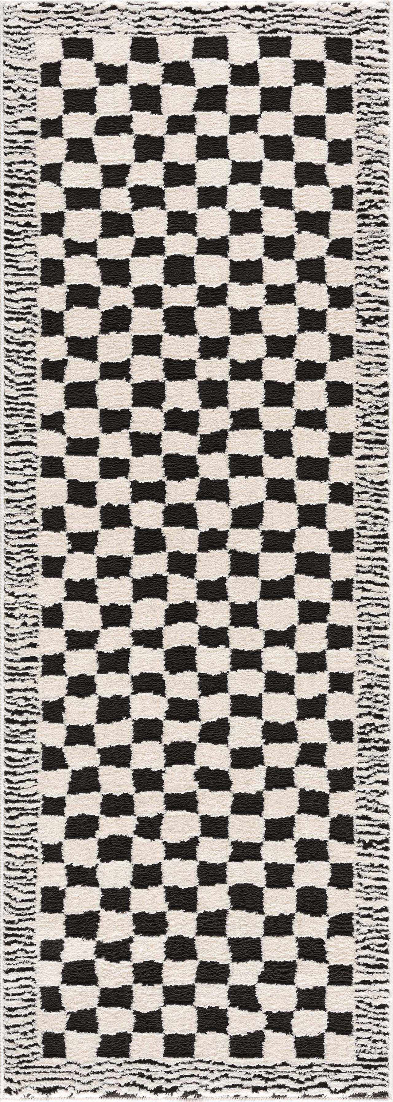 Leryn Black & White Checkered Area Rug - Ornate Home