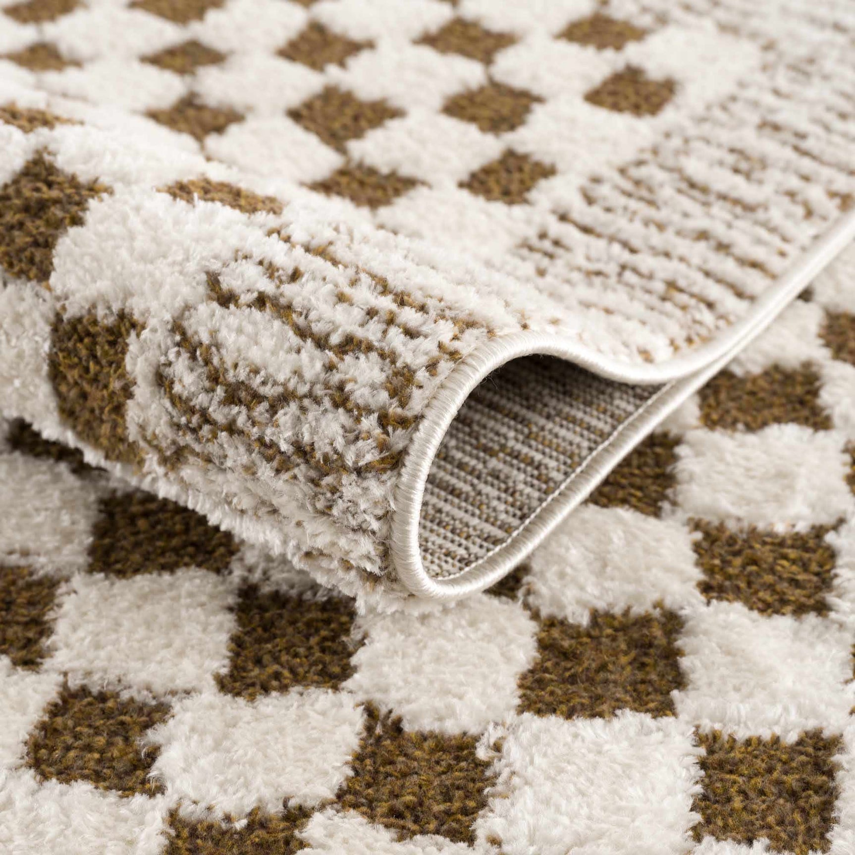 Leryn Brown Checkered Plush Rug - Ornate Home