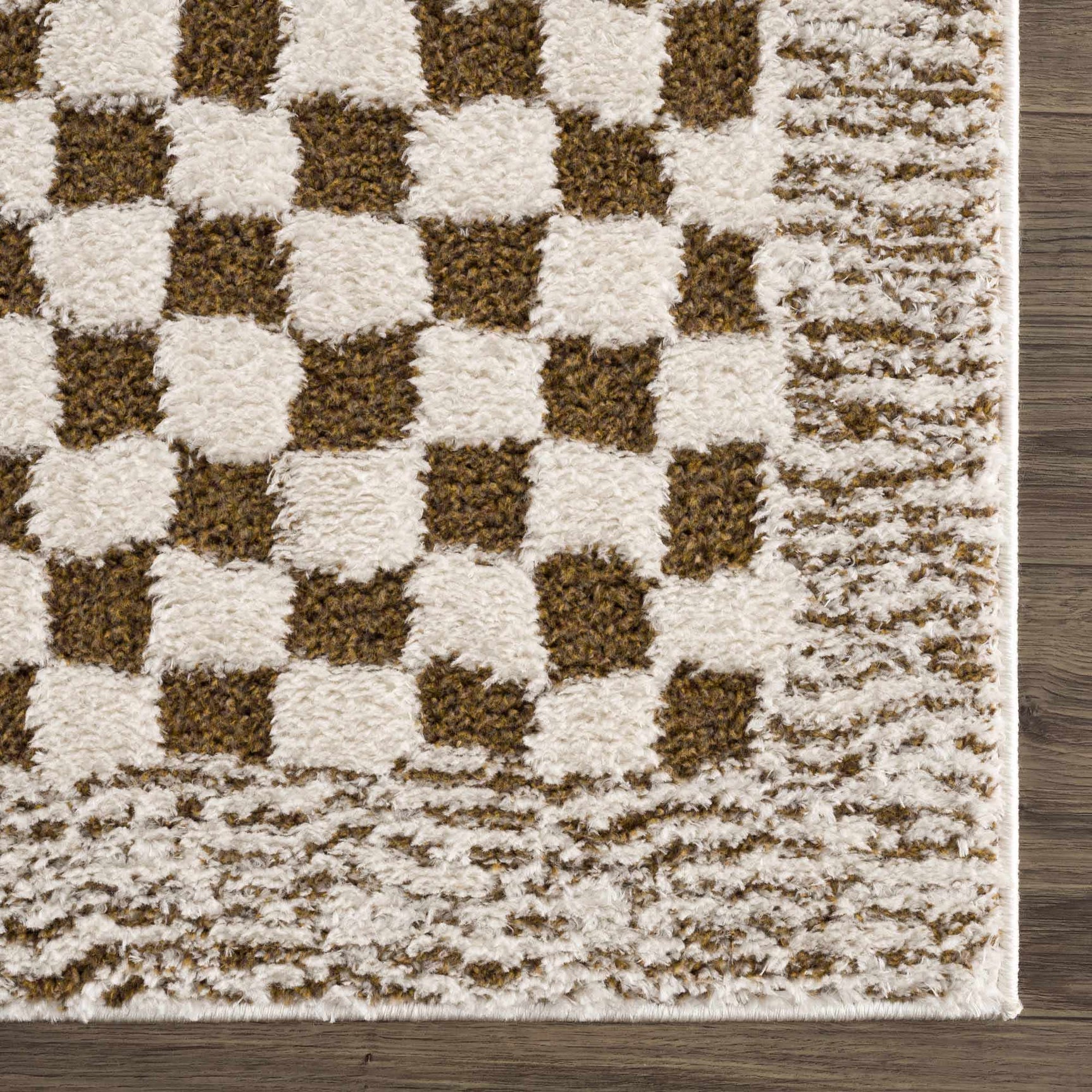 Leryn Brown Checkered Plush Rug - Ornate Home