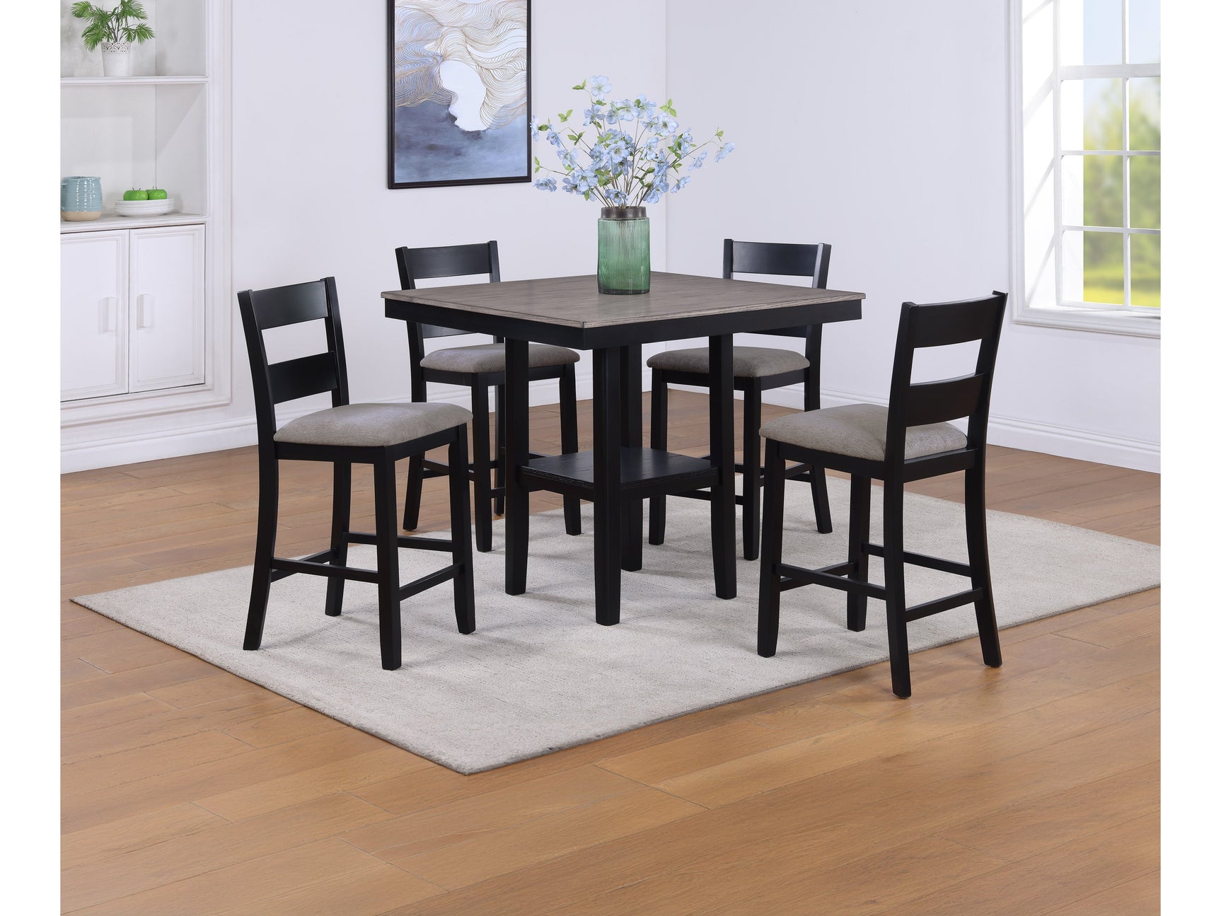 Lester Light Gray 5-Piece Counter Height Set - Ornate Home