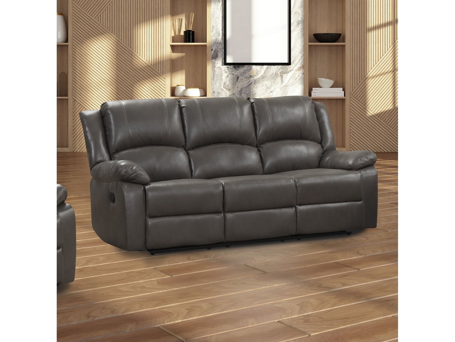 Letha Gray PU Leather Sofa - Ornate Home