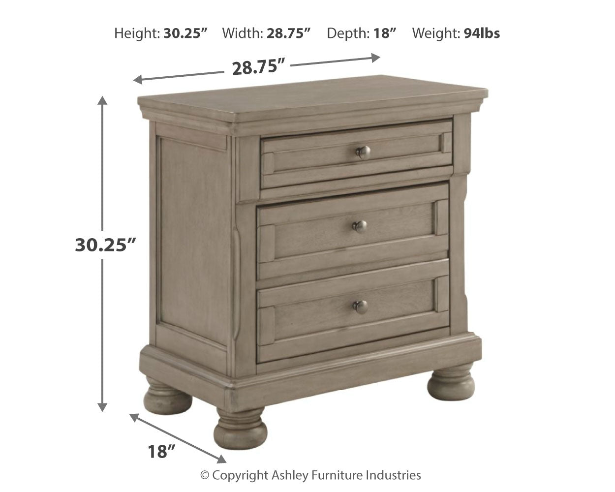 Lettner Light Gray King Panel Bed, Chest and 2 Nightstands - Ornate Home