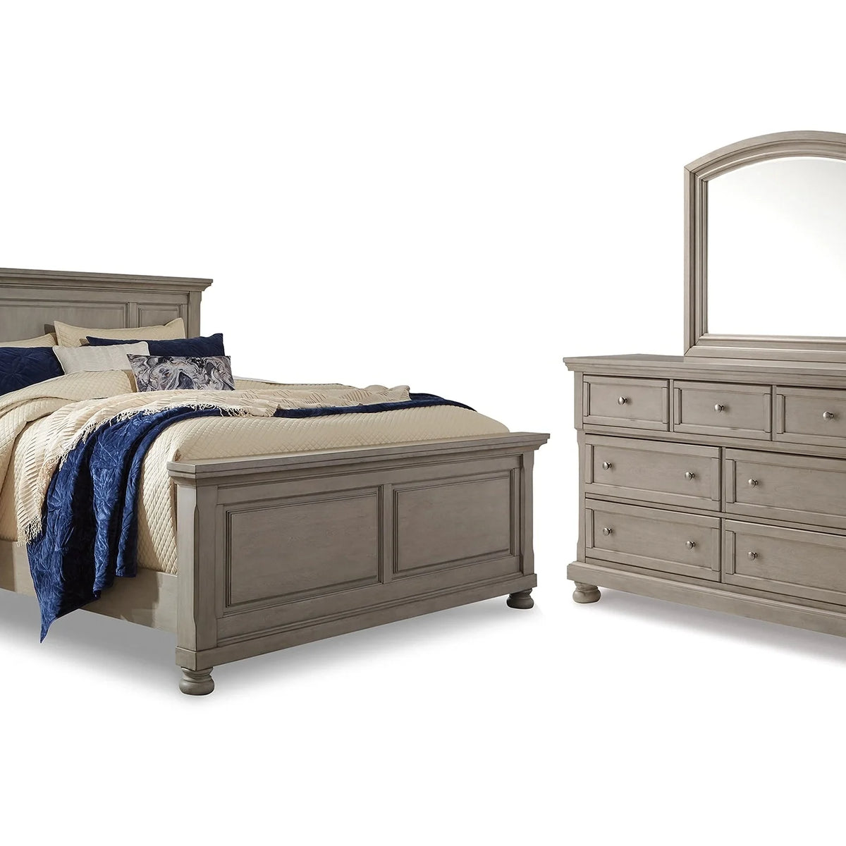 Ashley Furniture Lettner Light Gray Queen Panel Bedroom Set with ...