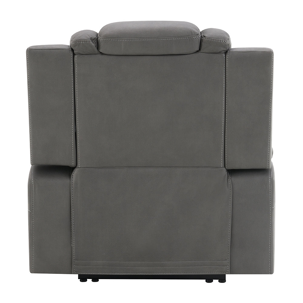 Leuco Gray Power Motion Recliner w/Cup Holder, Control, LED & Power Headrest - Ornate Home
