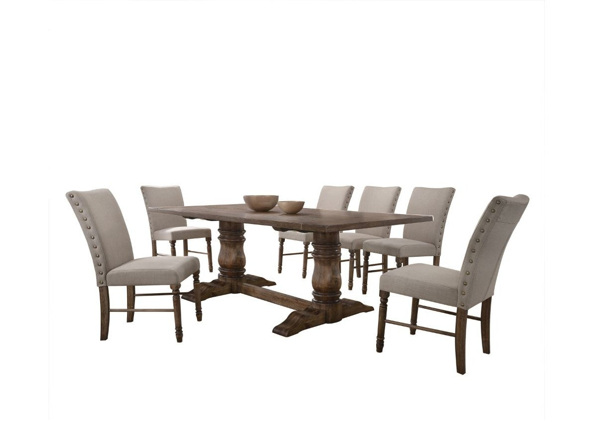 Leventis Cream Linen & Weathered Oak Side Chair (Set of 2) - Ornate Home