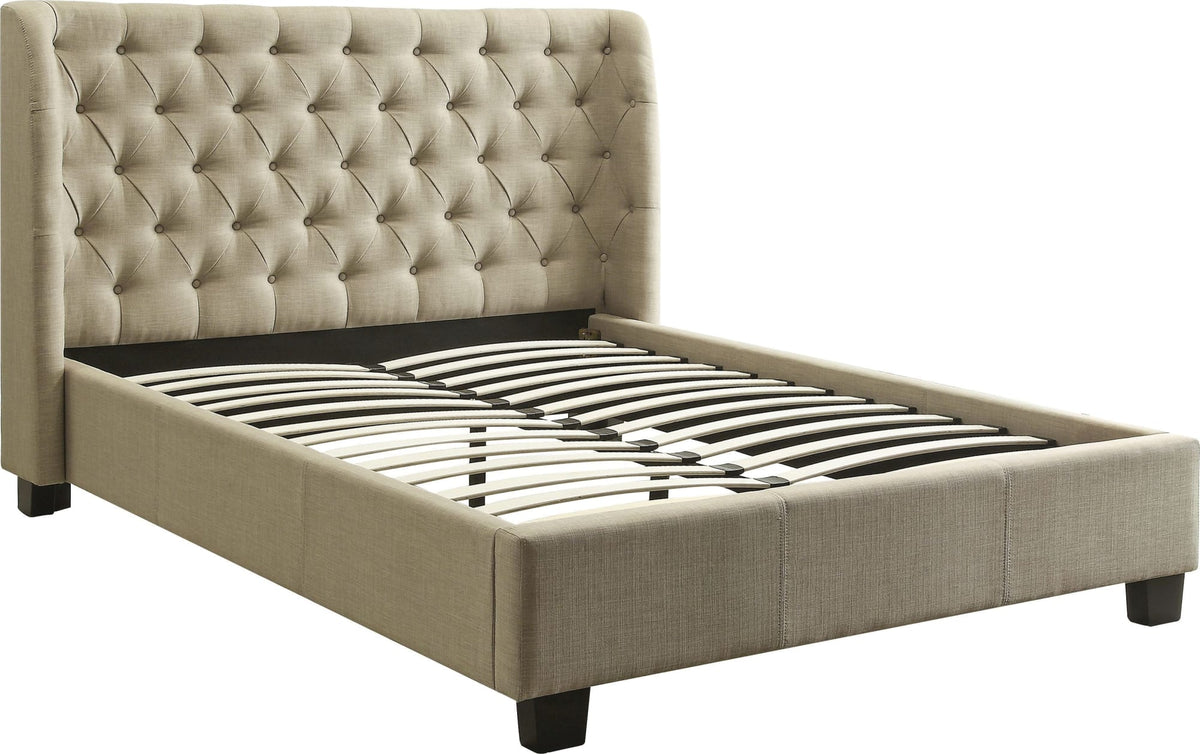 Levi Toast Linen California King Tufted Platform Bed - Ornate Home