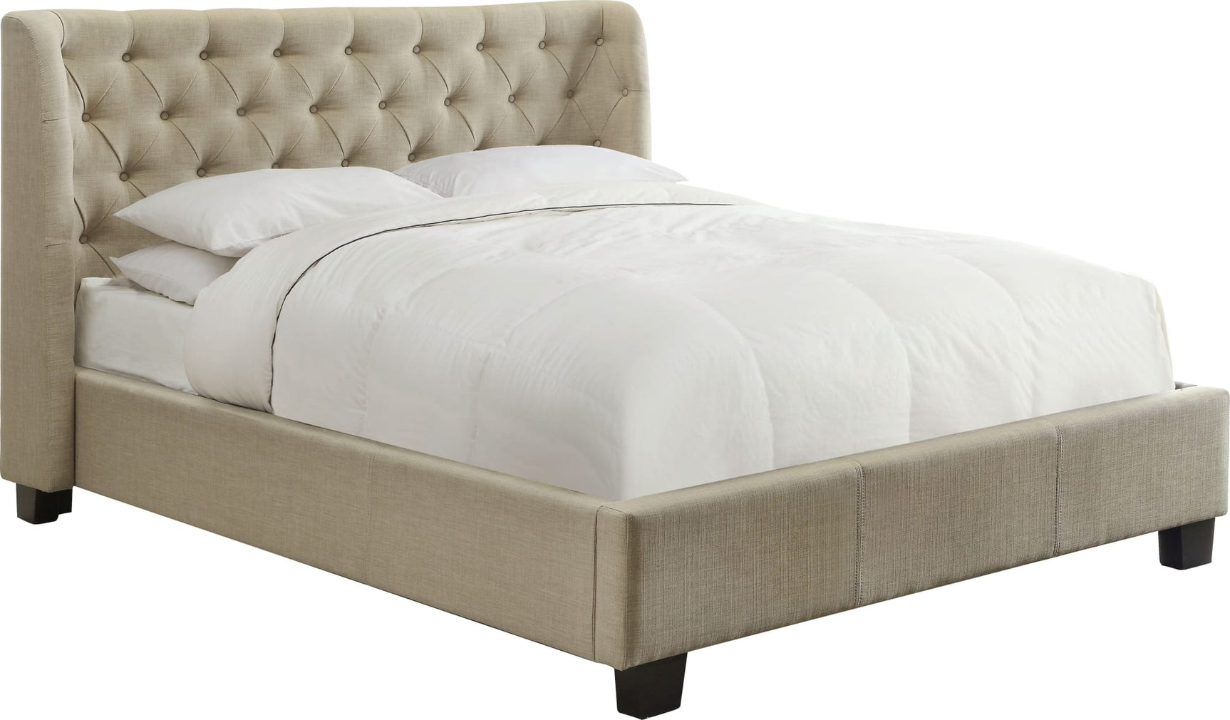 Levi Toast Linen King Tufted Platform Bed - Ornate Home
