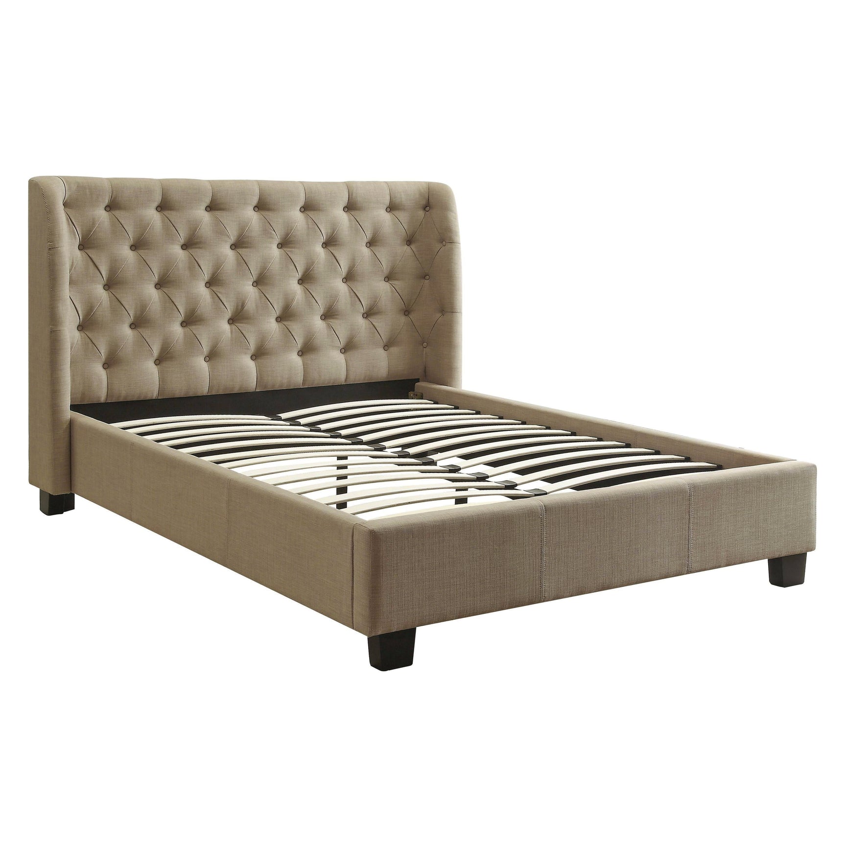 Levi Tufted Platform Bed in Toast Linen - Ornate Home