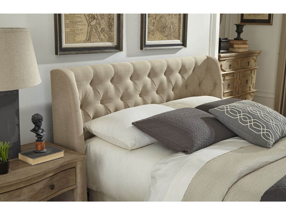 Levi Wingback Upholstered Headboard in Toast Linen - Ornate Home