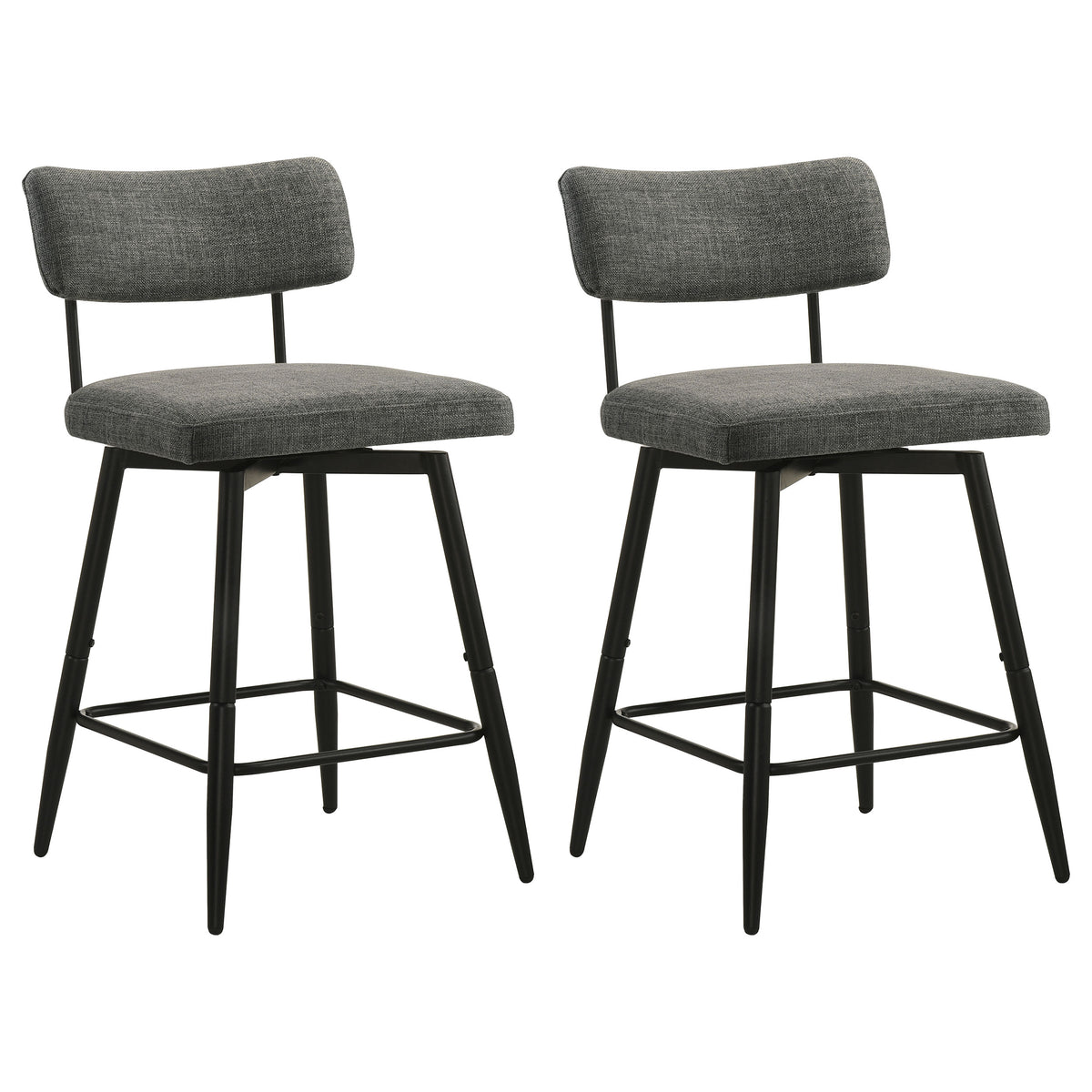 Levine Grey Fabric Upholstered Swivel Counter Chair (Set Of 2) - Ornate Home
