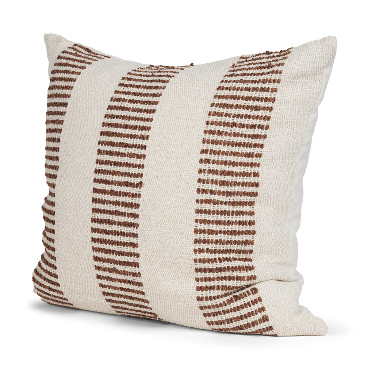 Levon Cream/Orange 22x22 Plush Dashed Stripes Decorative Pillow Cover - Ornate Home