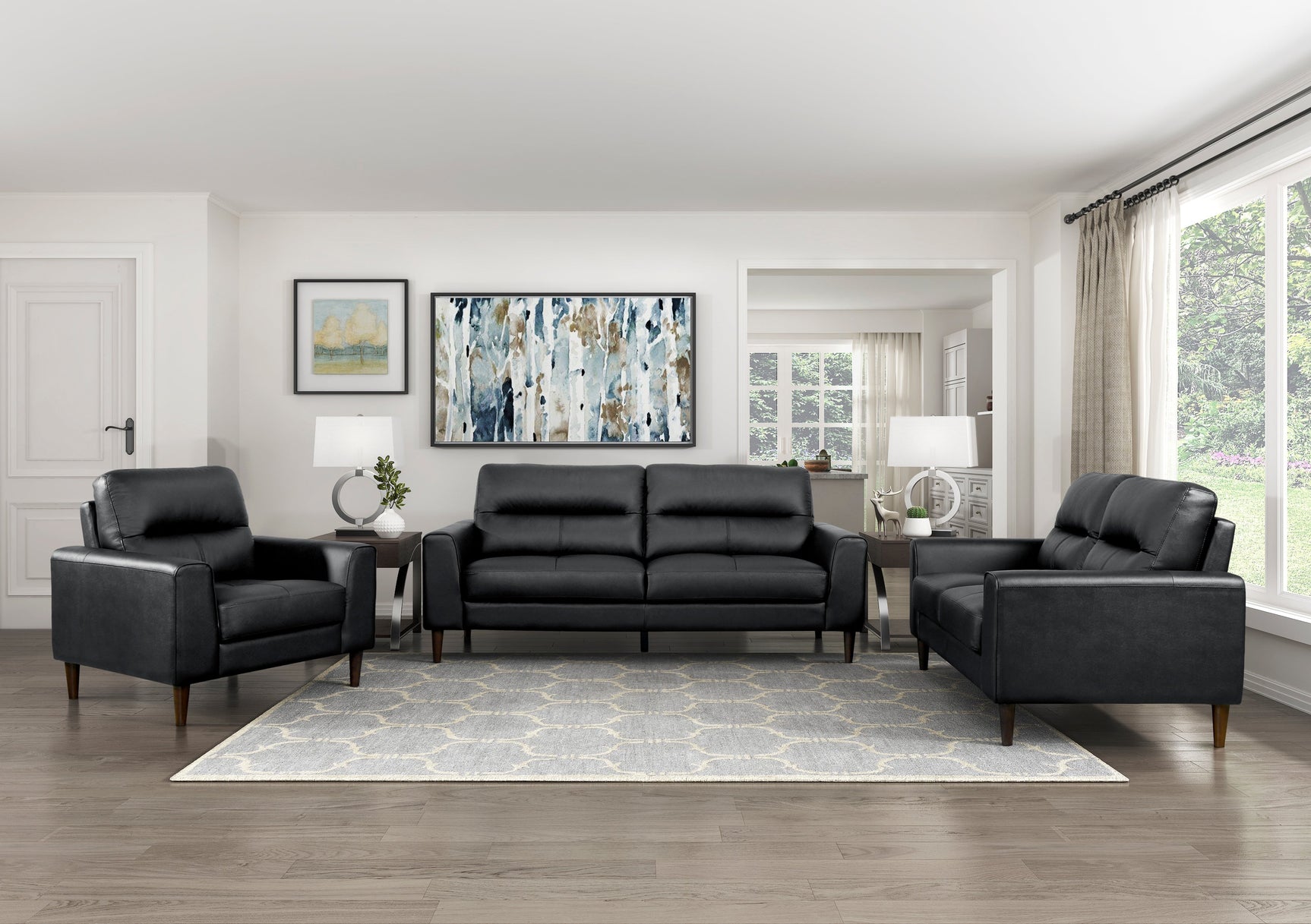 Lewes Black Loveseat - Ornate Home