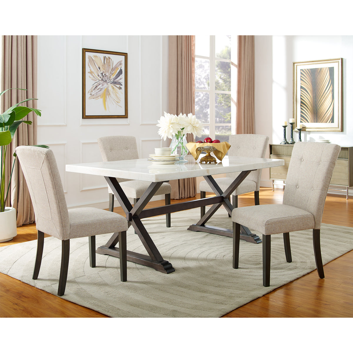 Lexi Beige Tufted Fabric Side Chair (Set of 2) - Ornate Home