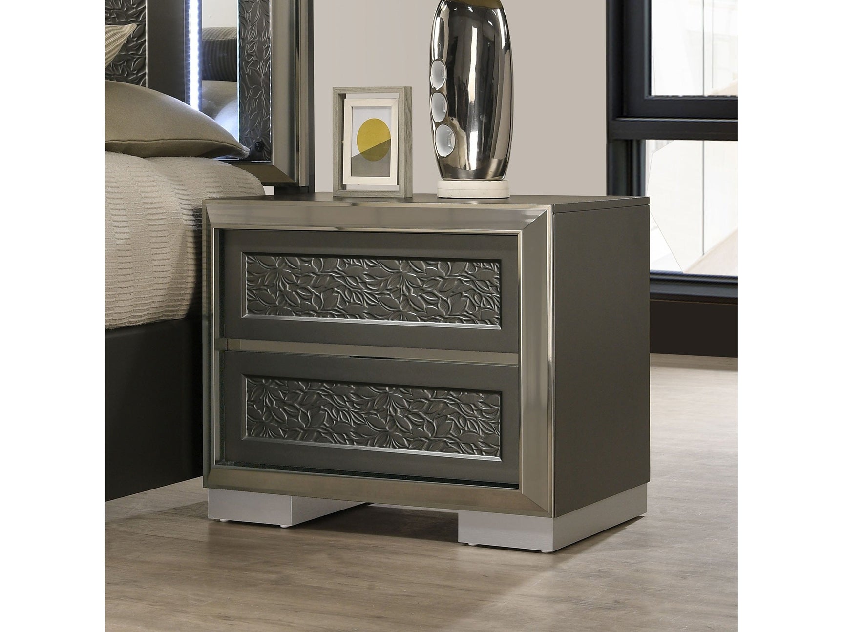 Leyland Dark Gray Nightstand - Ornate Home
