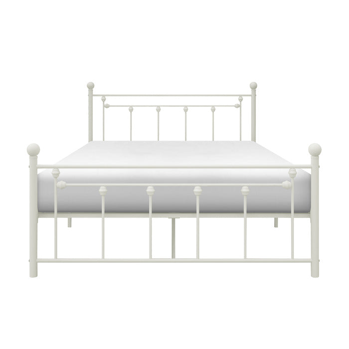 Lia White Full Metal Platform Bed - Ornate Home